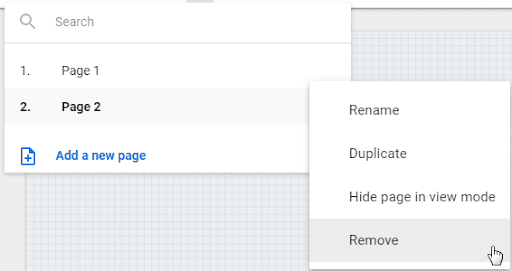 The report page options.