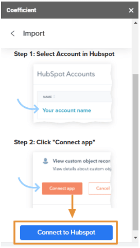 Import setup on the Coefficient app.