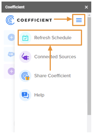 Coefficient menu options.