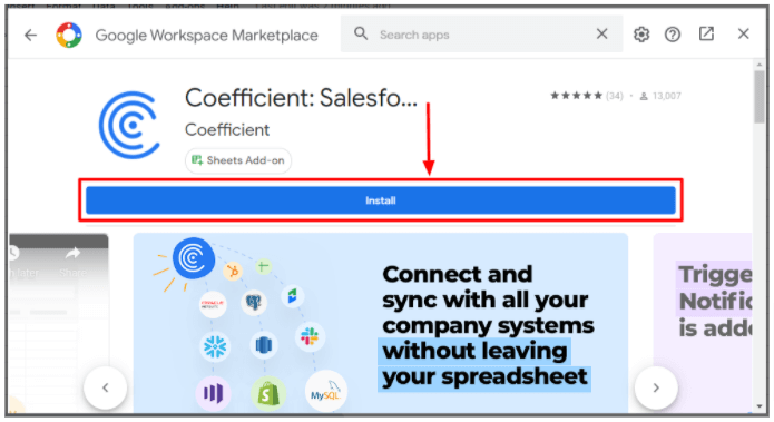 Blue coefficient install button
