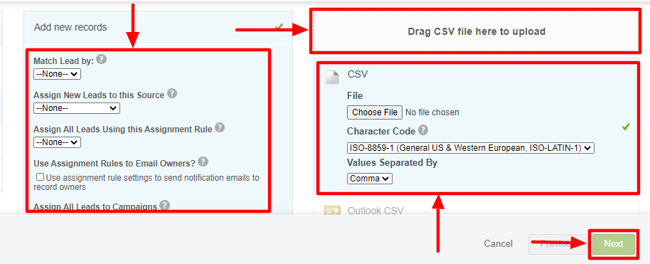 Salesforce interface for uploading CSV files