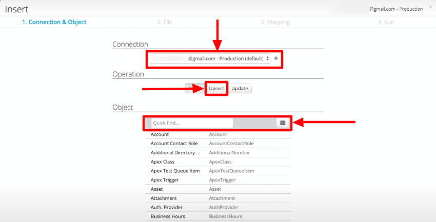 Connection and object stage