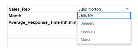 Dropdown in google sheets