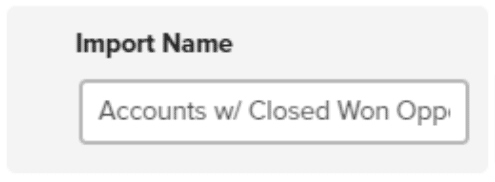 The import name field.