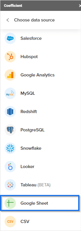 Choosing google sheets