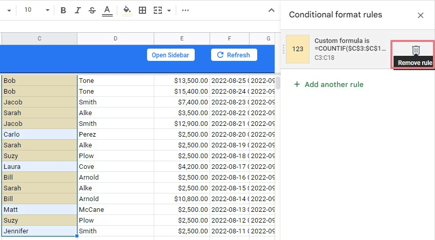 custom formula duplicates