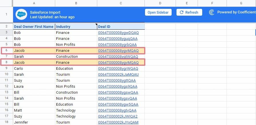 highlight duplicate records google sheets