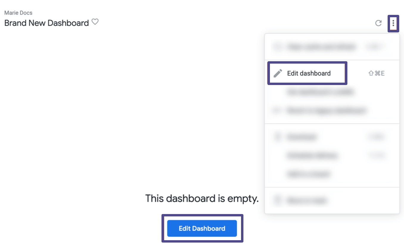 edit dashboard looker