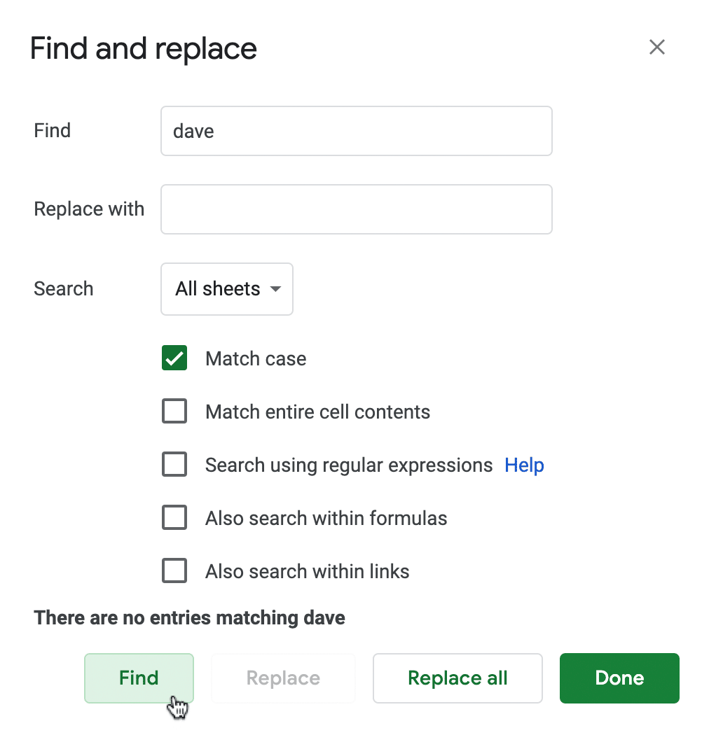match case google spreadsheet