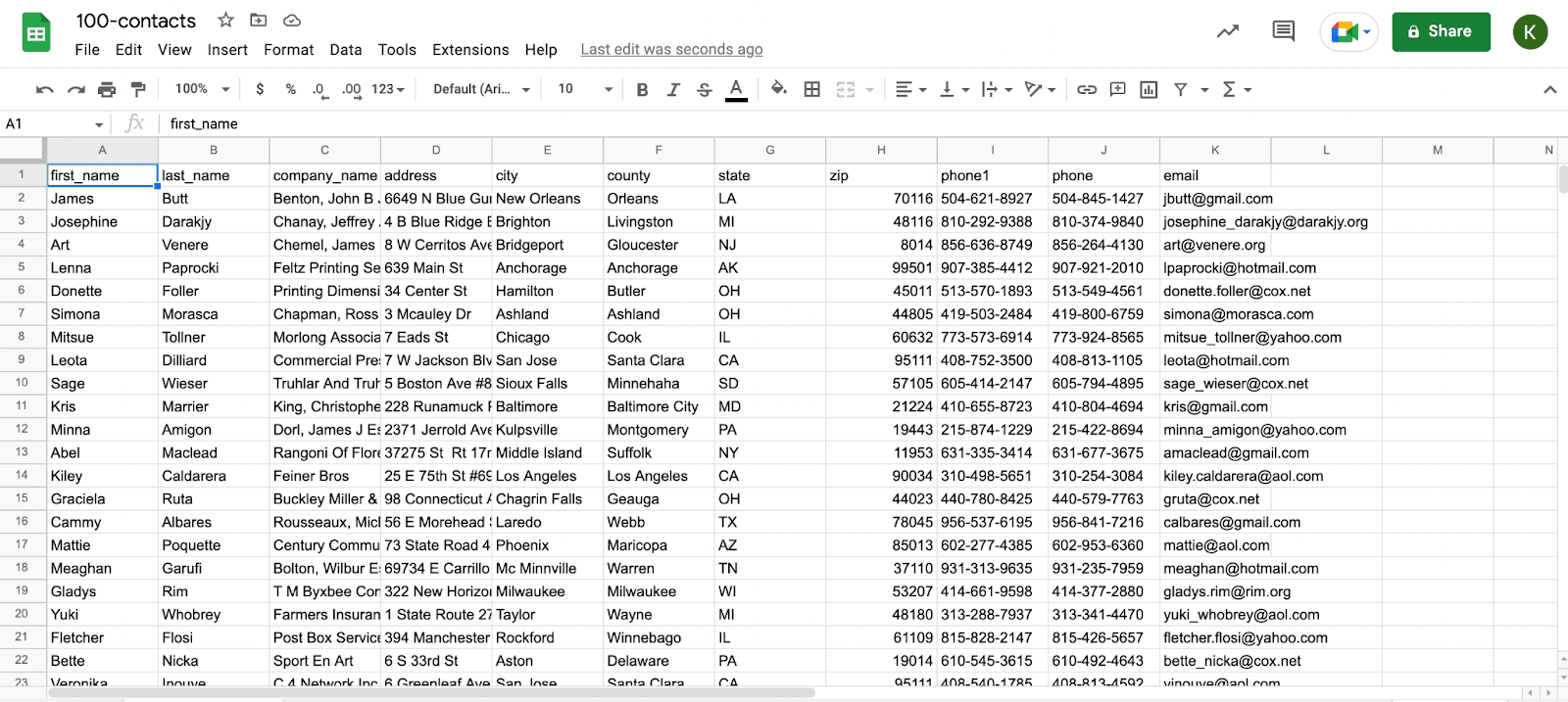 import csv into google spreadsheet