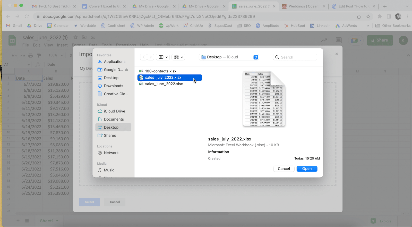 google sheets excel
