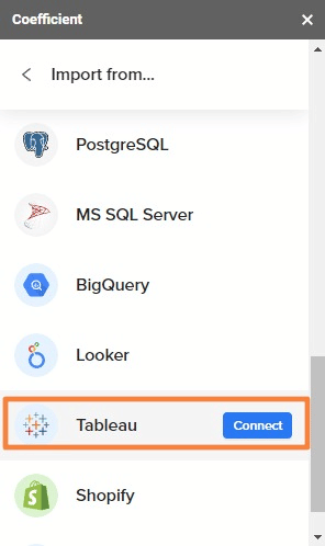 tableau to sheets connector