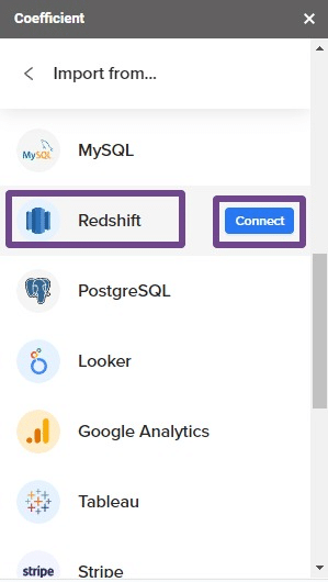 Connect Google Sheets to your Redshift account