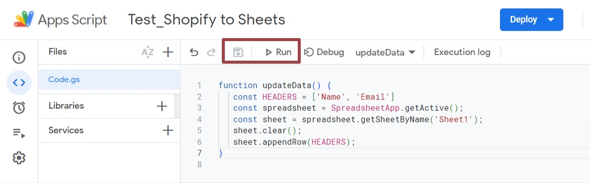 Run Apps Script function