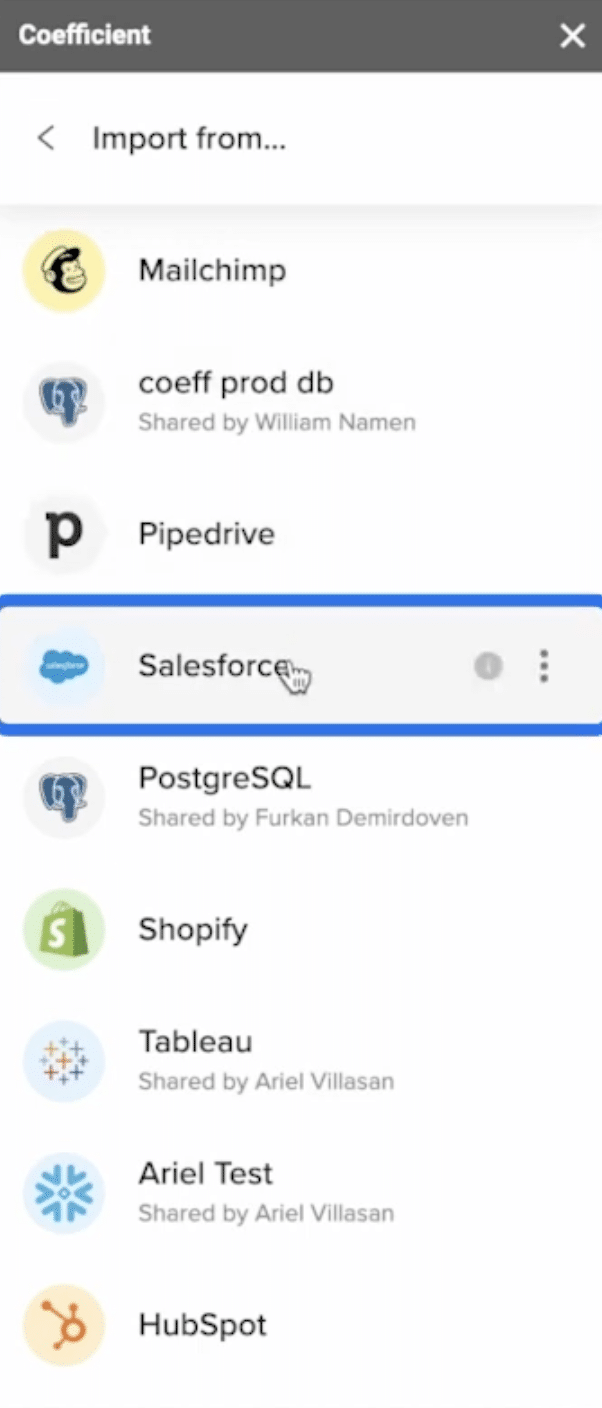 salesforce connector google sheets