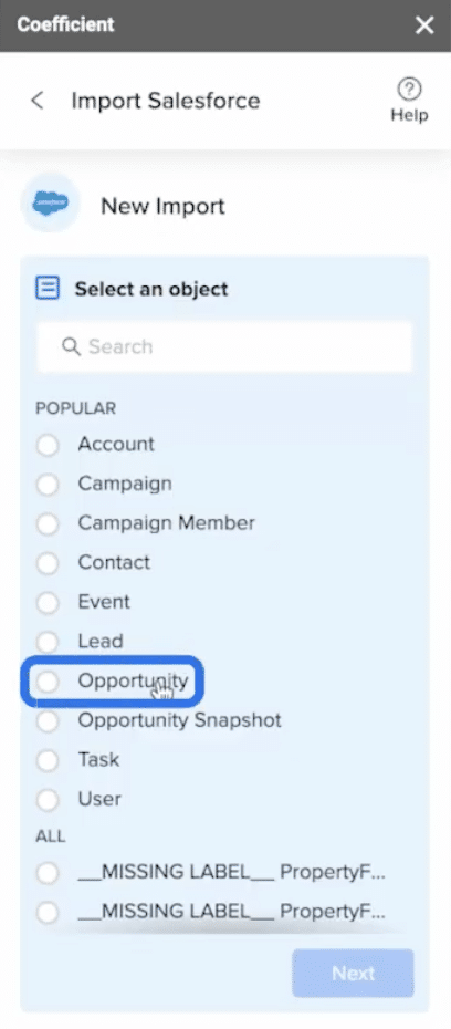 salesforce opportunity import google sheets