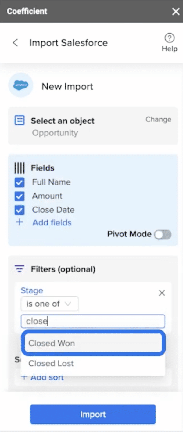 closed won deal salesforce google sheets