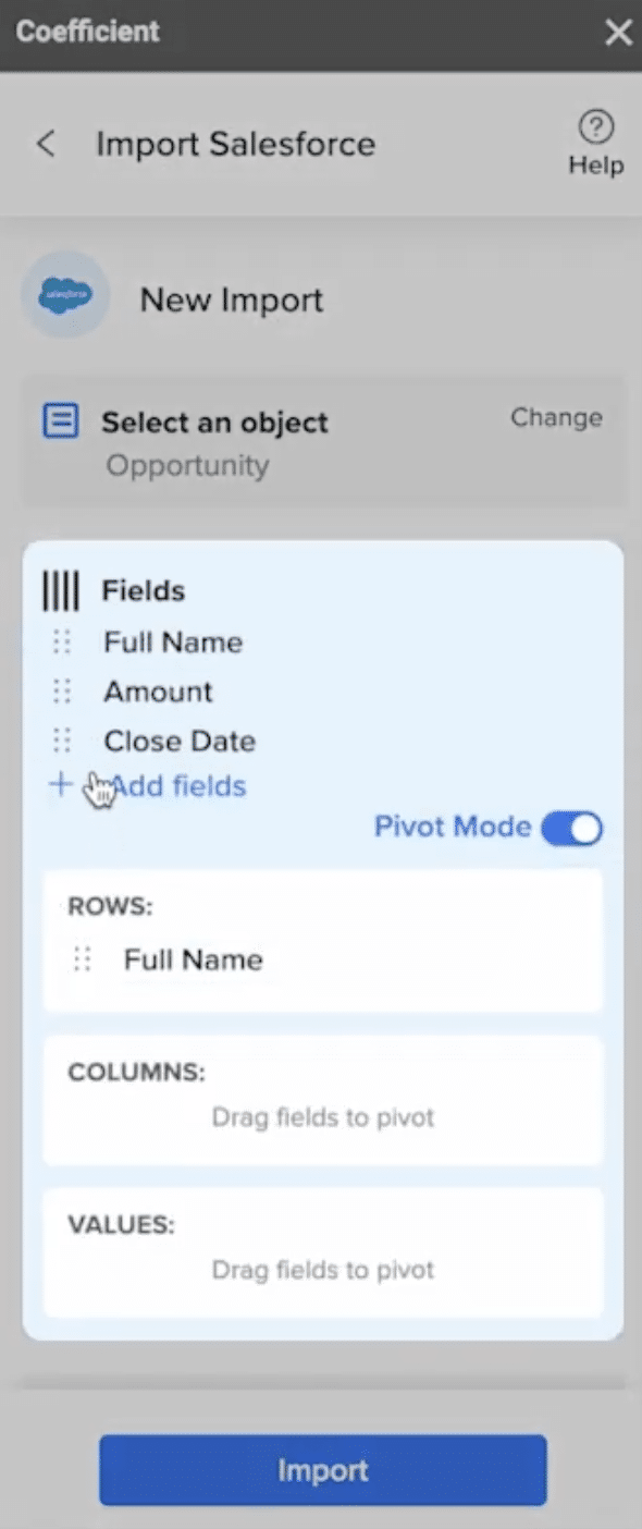 add fields salesforce google sheets