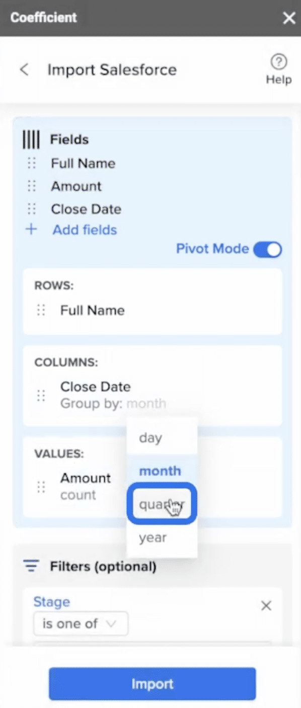 values salesforce by quarter spreadsheet