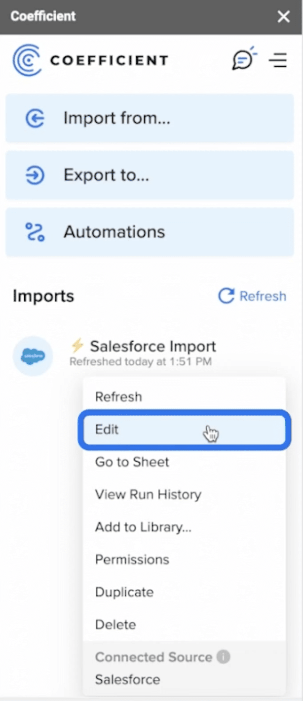 edit salesforce import google sheets