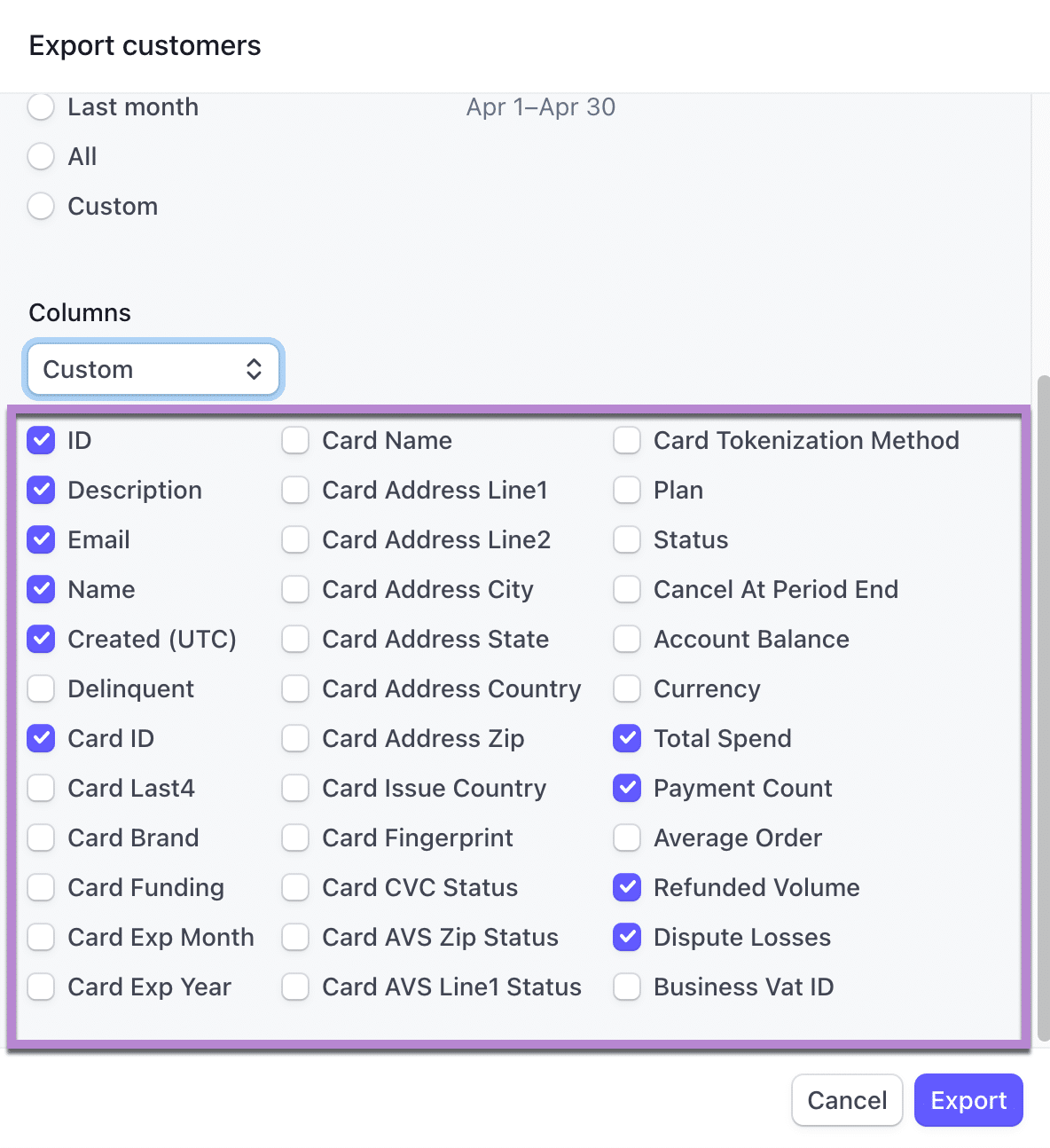 export customers google sheets stripe