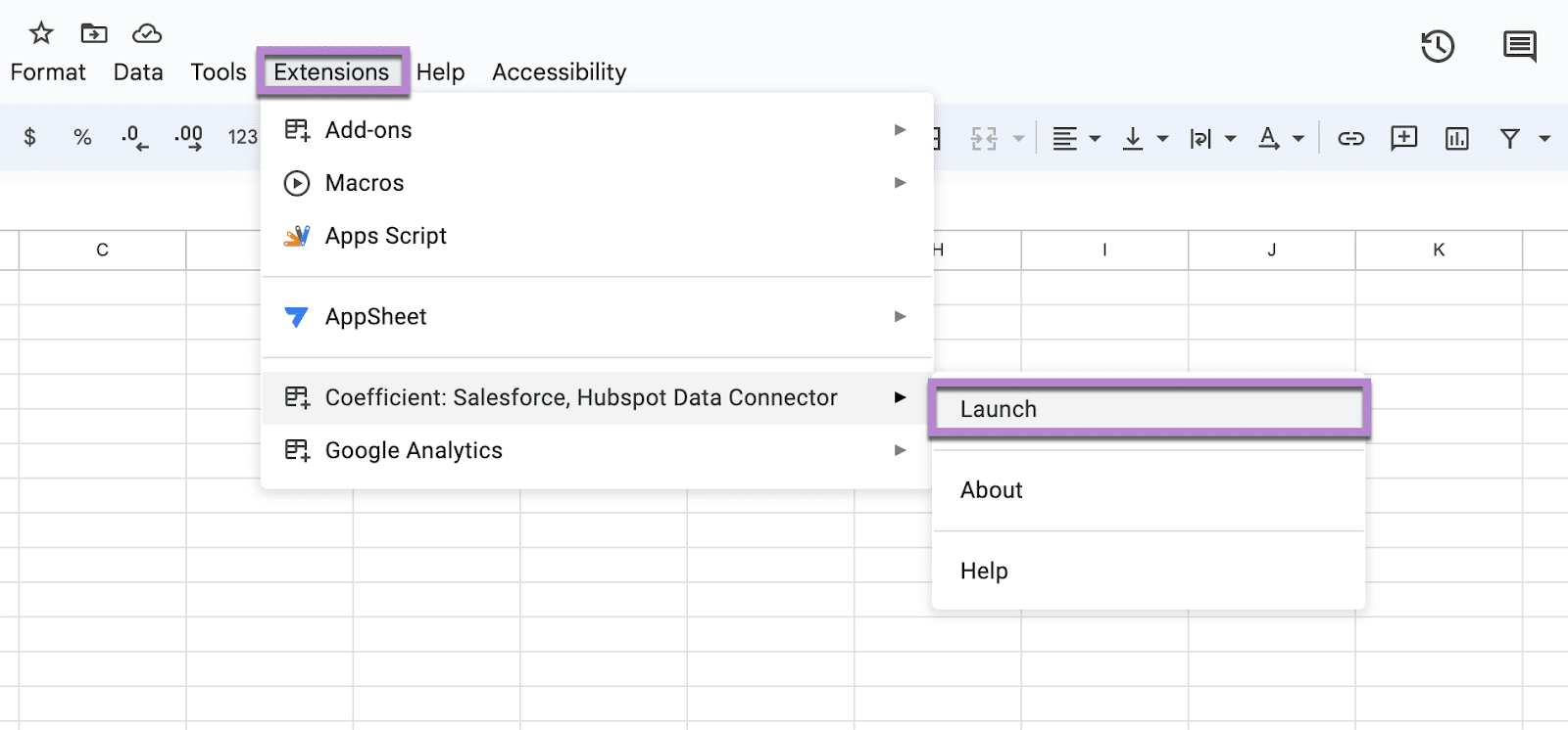 data connector google sheets