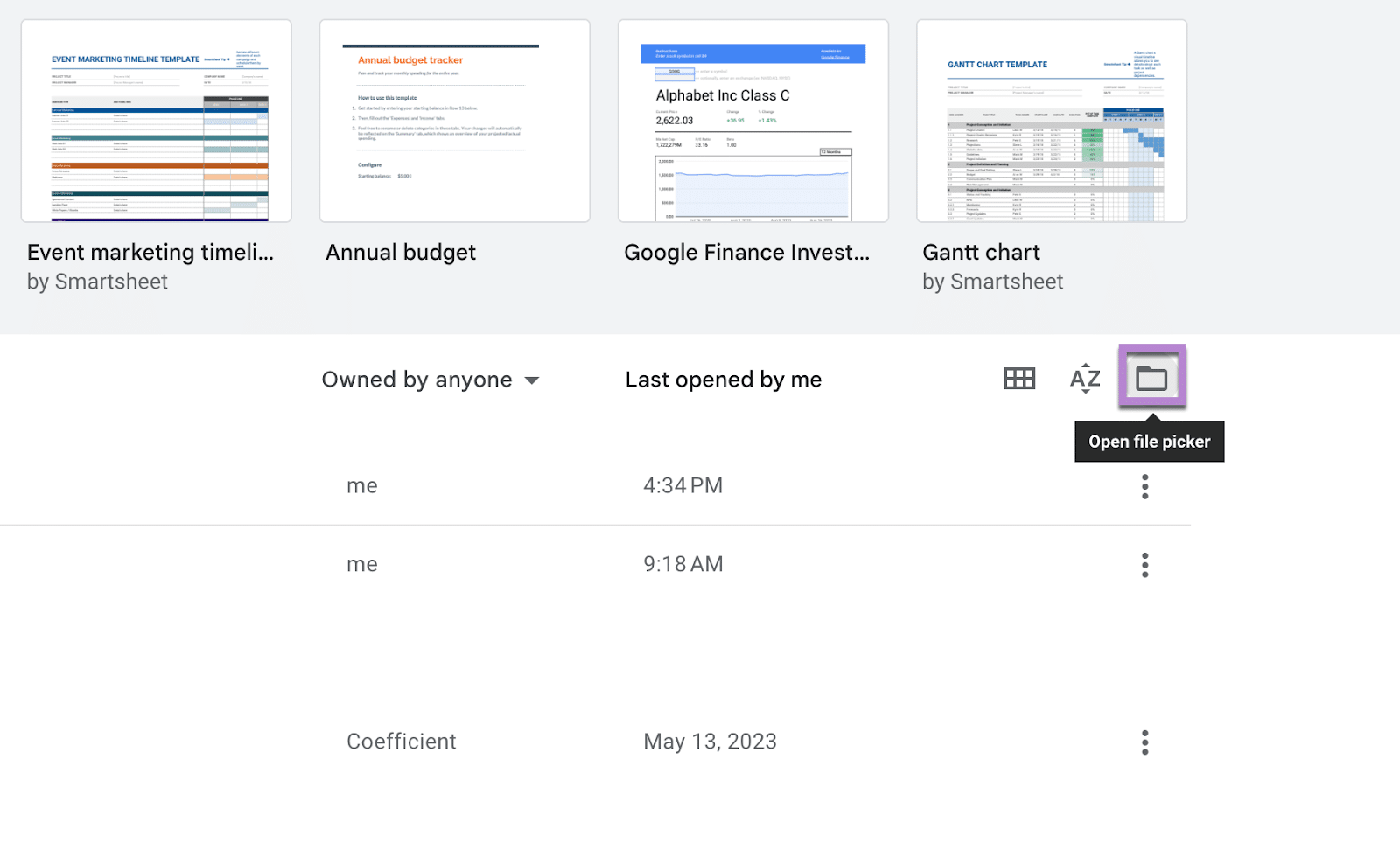 file picker google sheets