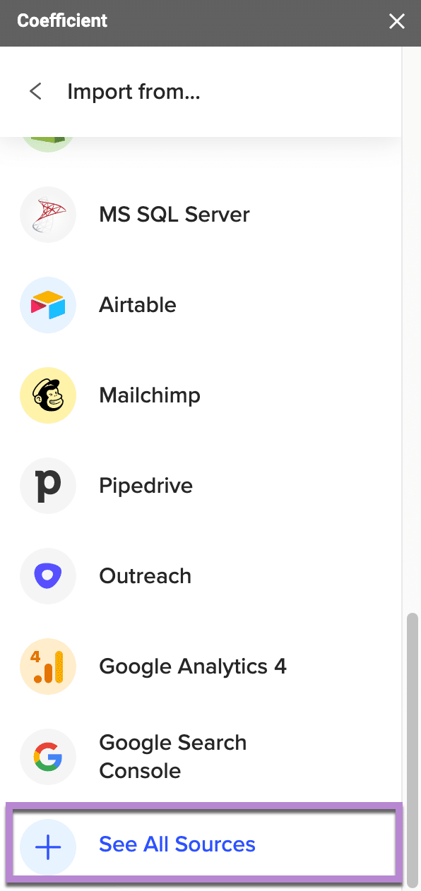 data sources google sheets