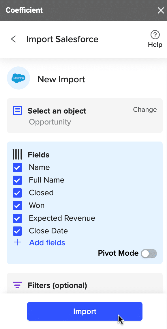 salesforce fields google sheets