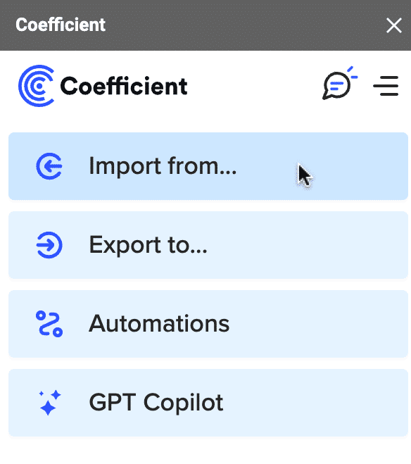google sheets import data source