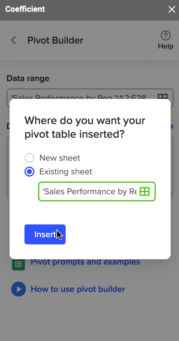 pivot builder google sheets