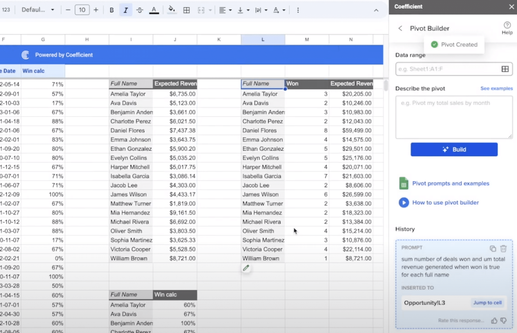 how to use pivot builder 