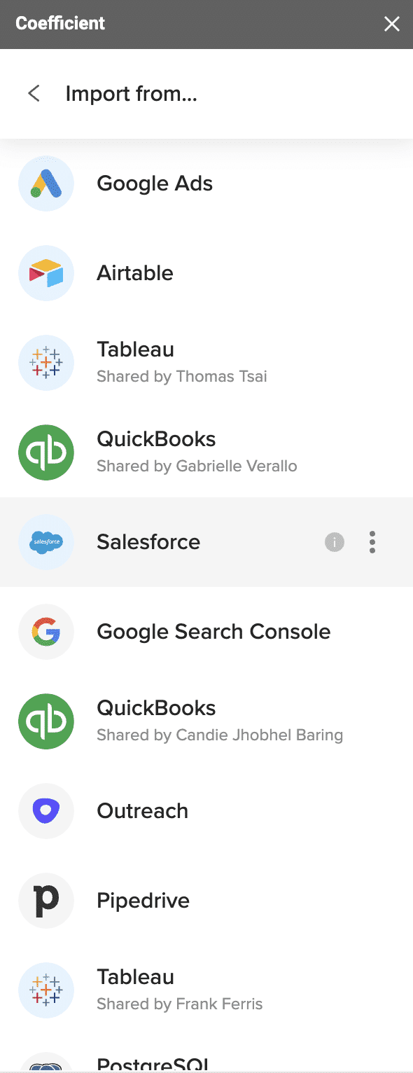 salesforce data imports google sheets