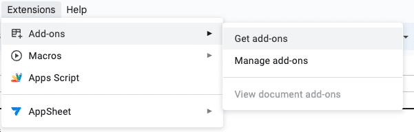 Google Sheets add ons