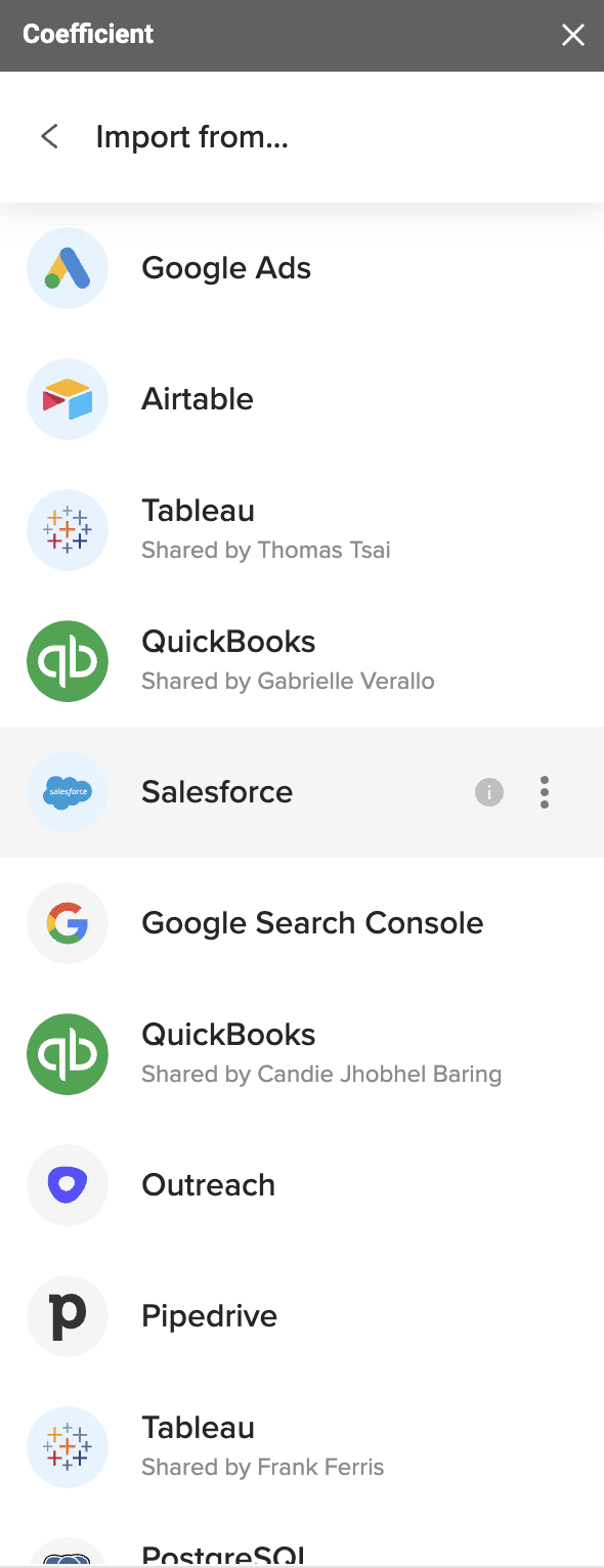 salesforce data imports google sheets