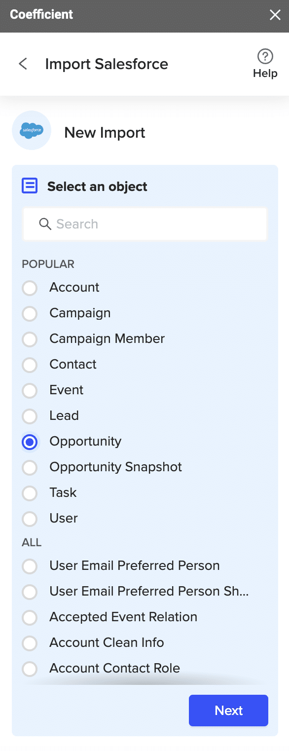 salesforce opportunity google sheets