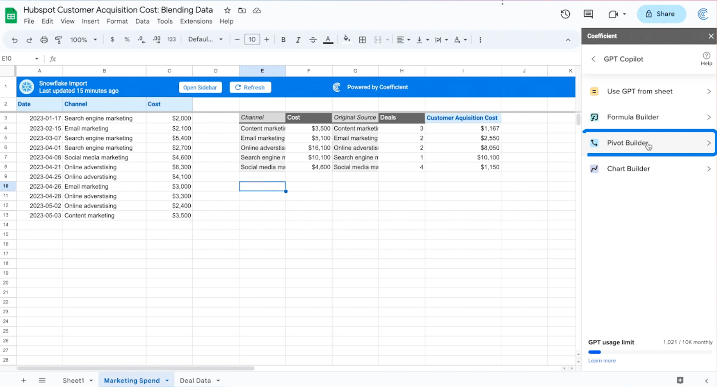 create a third pivot table