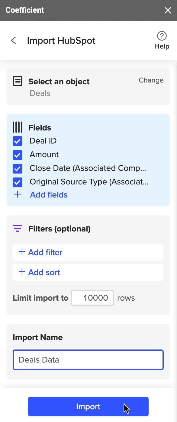 name your import and click import