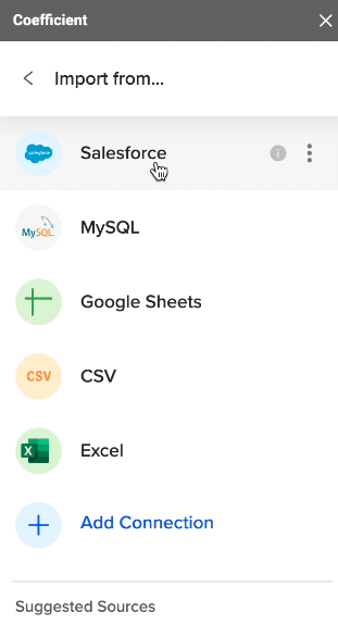 select sales force as a data source 