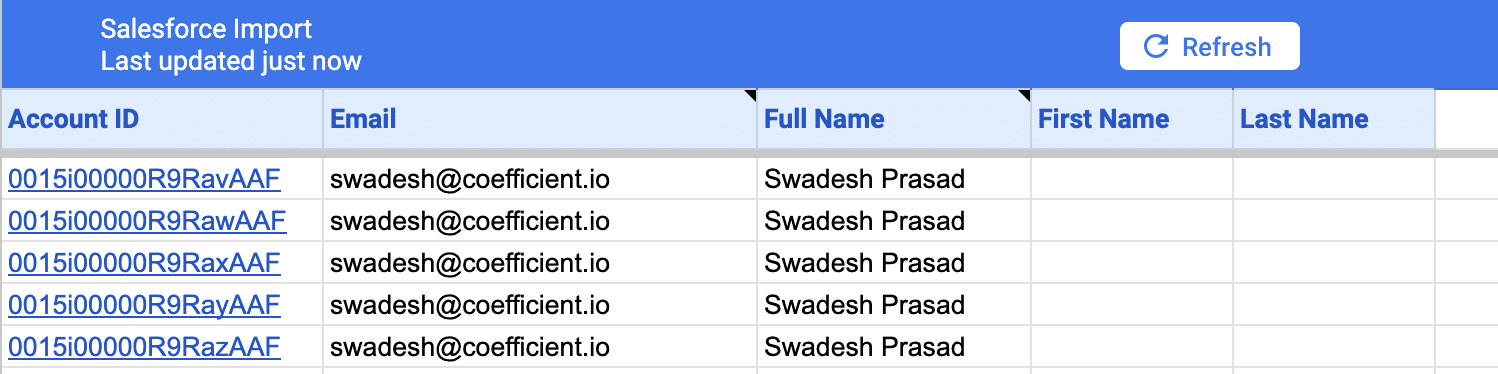 Manually create two new columns for the first and last names