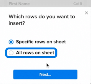insert all the rows on your sheet