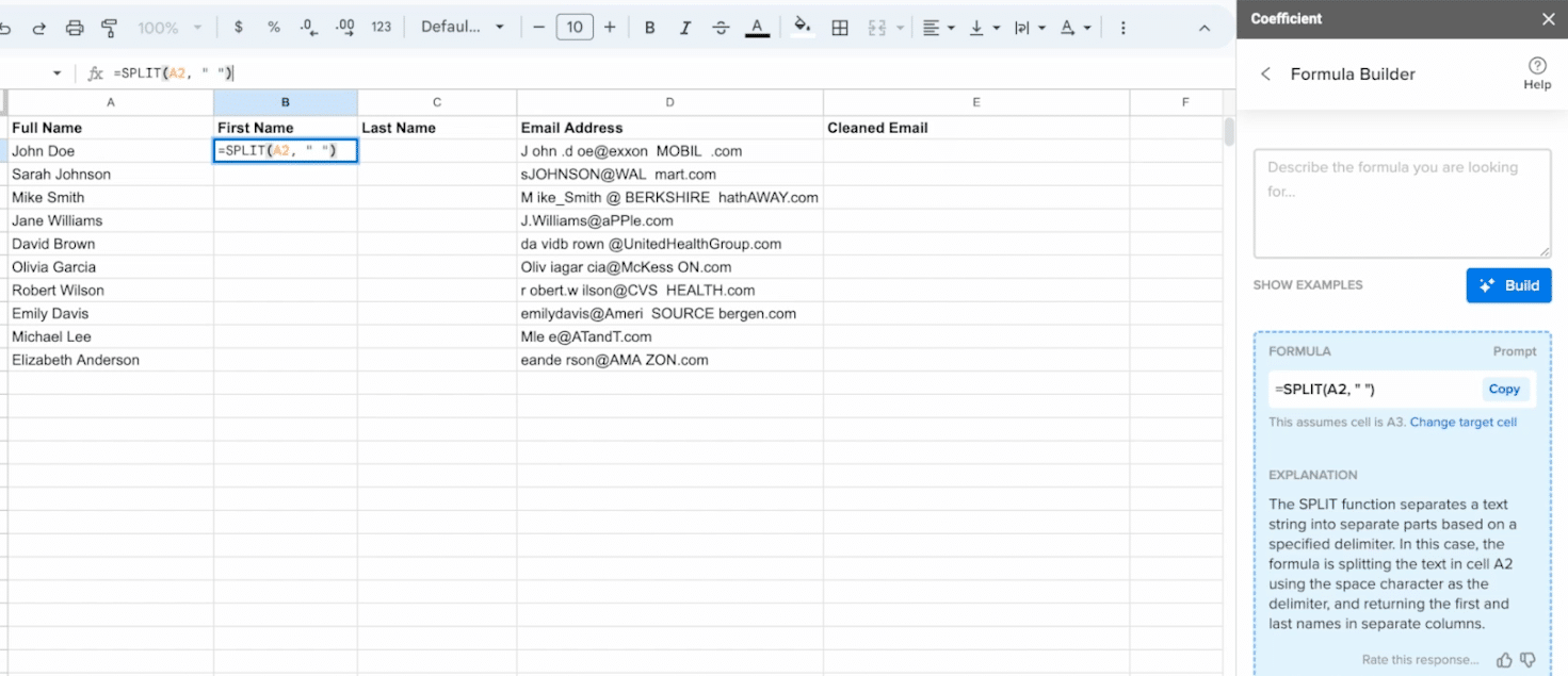 paste formula into an empty cell