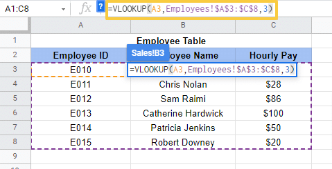vlookup column index