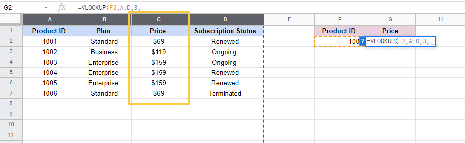 vlookup sequence