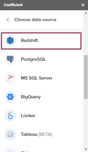 Redshift Data Connector in Coefficient