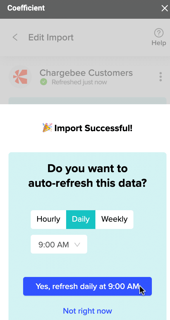 select the cadence you wish to auto-refresh your data