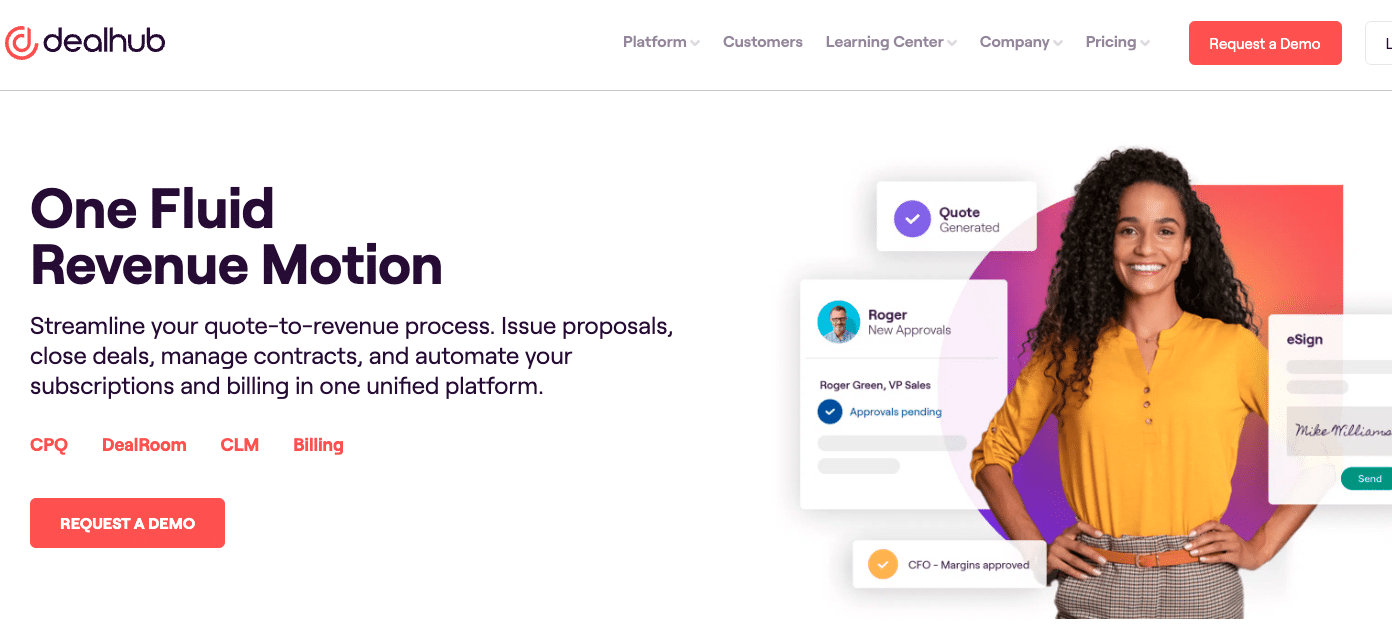 Dealhub offers a comprehensive CPQ platform with built-in contract management and revenue recognition features