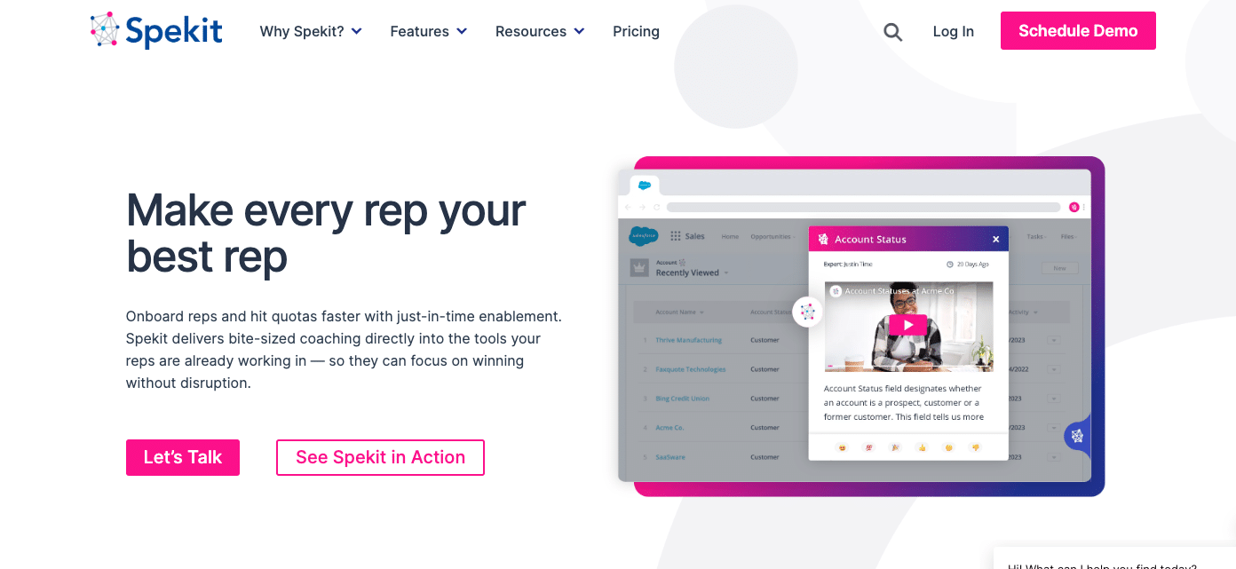 Spekit offers in-app training and knowledge reinforcement
