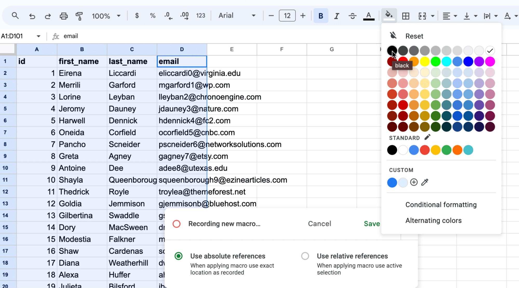 Select Arial as your font,