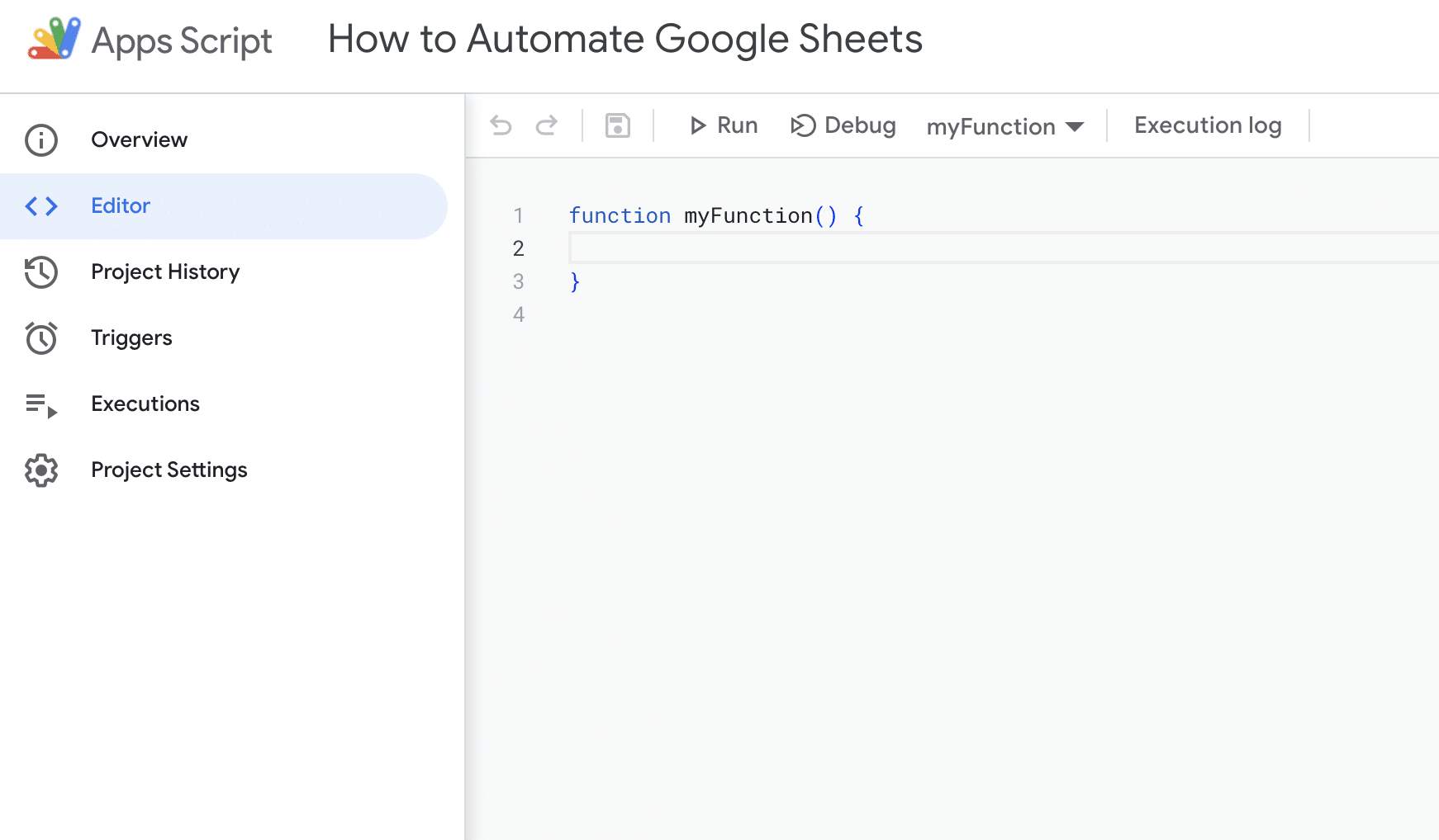 open the google apps scrip editor 
